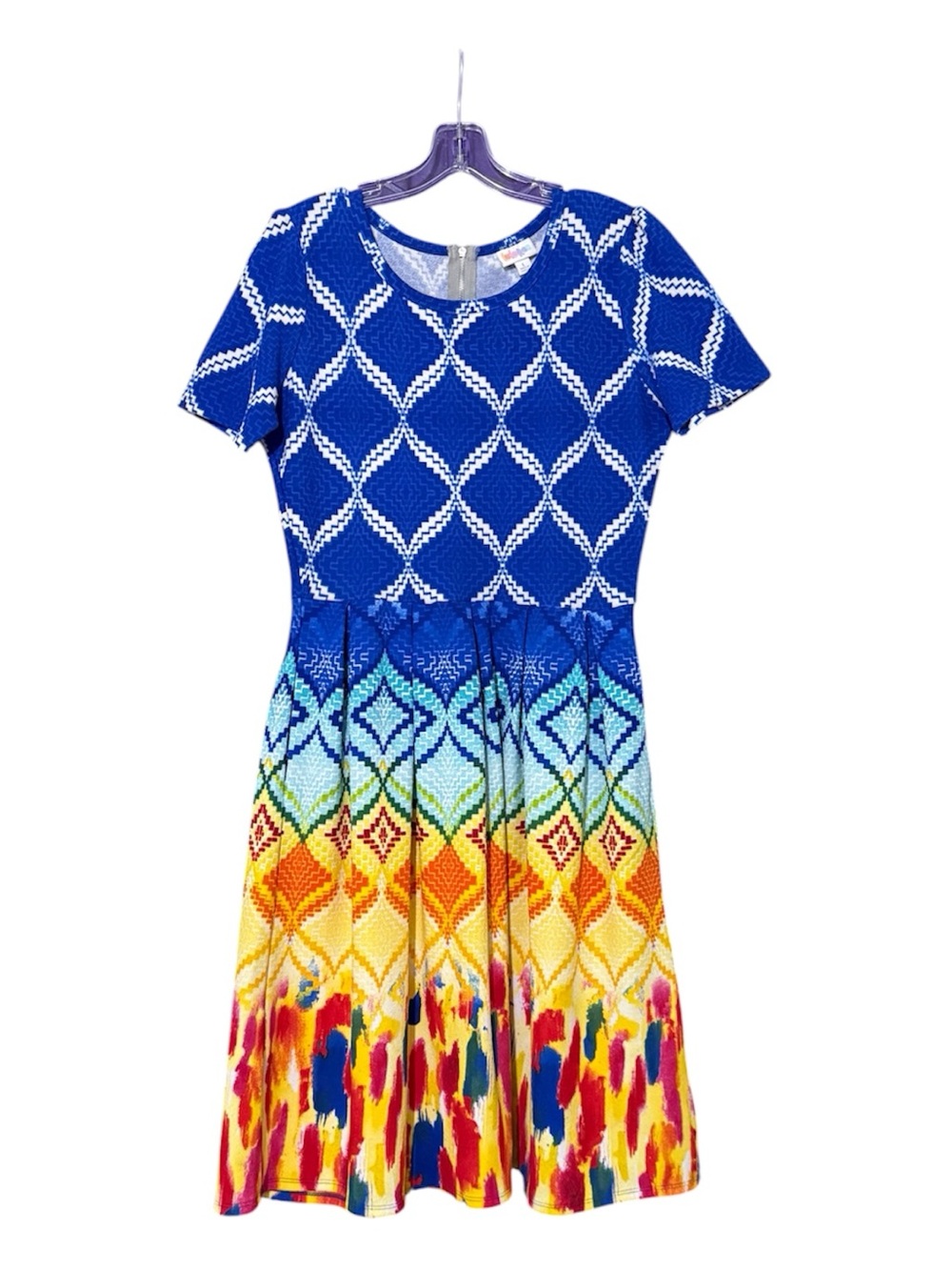 ⚫️ LuLaRoe Blue Multi-Color Fit & Flare Dress